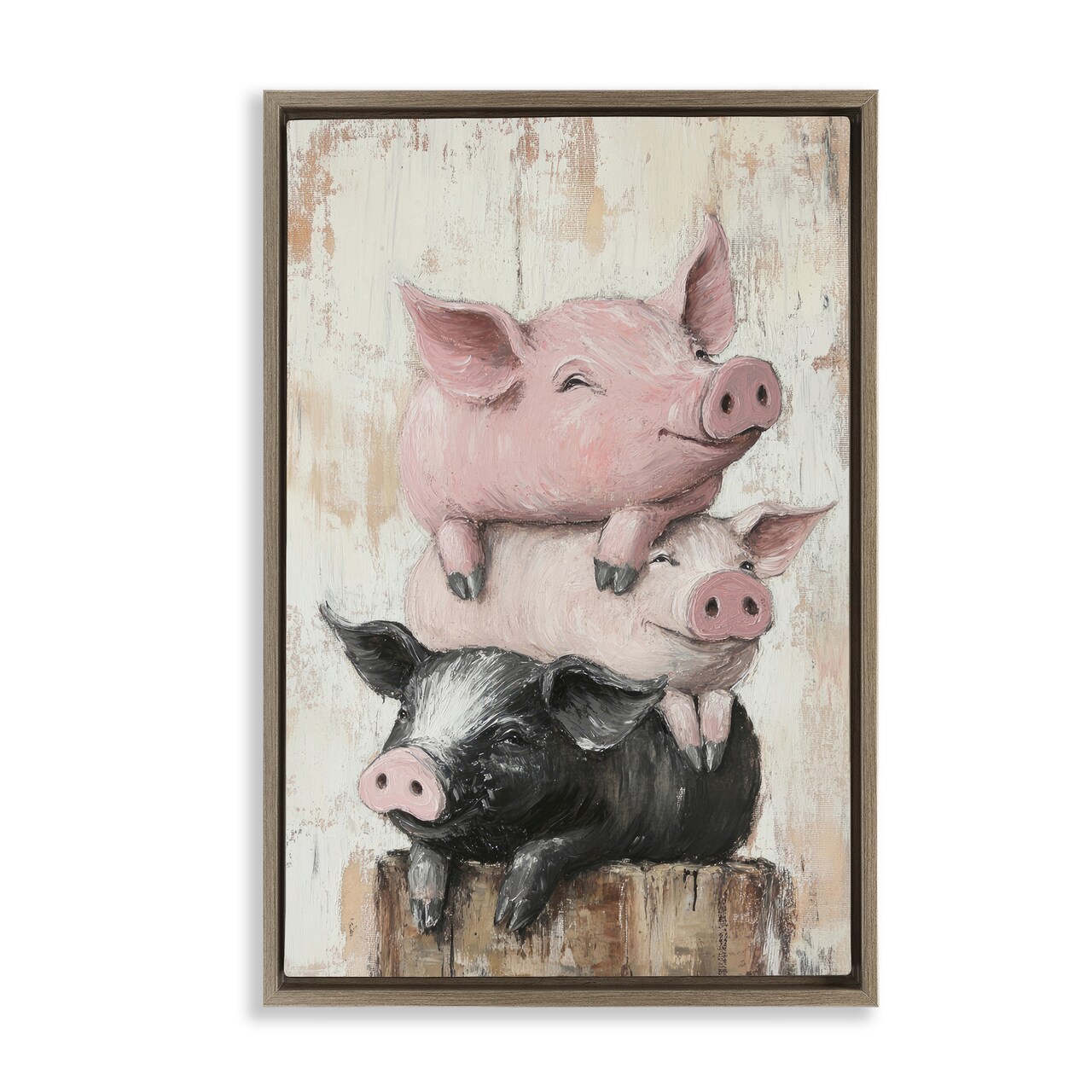 Stupell Industries Pig & Piglet Pile Floating Frame, design by Tina LeCour